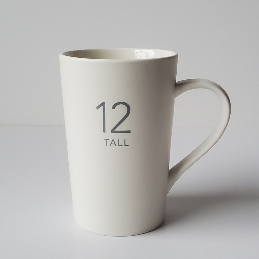 Starbucks 12 Tall 2011 Coffee Mug White And Gray 12oz Matte Finish